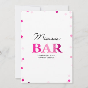 Bridal Shower Mimosa Bar Sign Pink Confetti Invitation