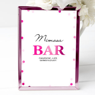 Bridal Shower Mimosa Bar Sign   Pink Confetti Invitation