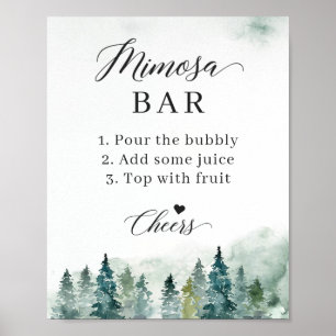 Bridal Shower Mimosa Bar Sign Winter Pine Trees