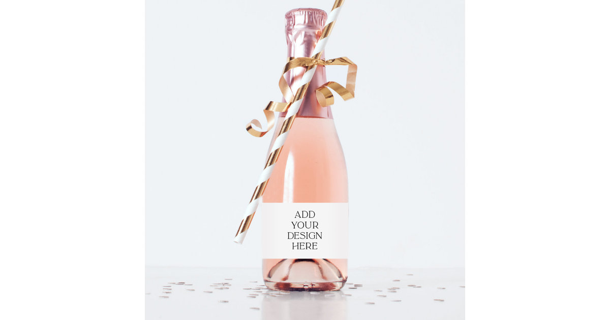 Rose Gold Boho Editable Mini Champagne Bottle Labels Ready to 