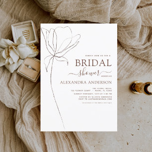 Bridal Shower Minimalist Botanical Floral Sketch I Invitation