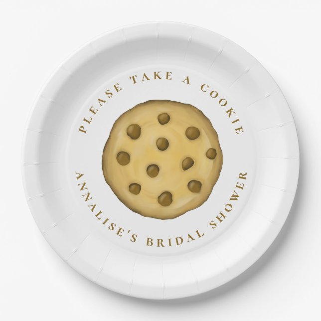 Bridal Shower Minimalist Cute Please Take A Cookie Paper Plates (Front)