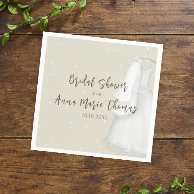 Bridal Shower Minimalist Simple Wedding Dress  Napkins (Creator Uploaded)