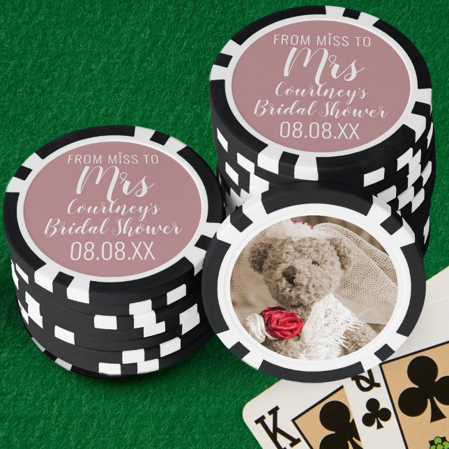 Bridal Shower Miss to Mrs Photo Poker Chips (Bridal Shower Poker Party? Need chips? Upload a photo & add your name. Get your poker game face on!)