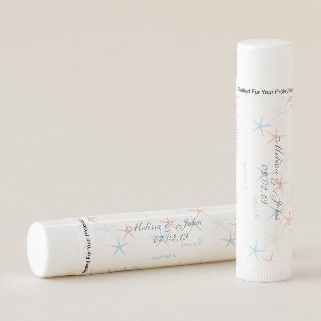Bridal Shower Modern Beach Wedding Starfish Lip Balm (Front)