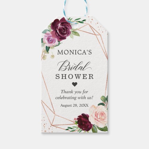 Bridal Shower Modern Botanical Purple Blush Floral Gift Tags - Customize this "Modern Botanical Plum Purple Blush Floral Bridal Shower Favor Thank You Gift Tag" to add a special touch. It's a perfect addition to match your colors and styles. For further customization, please click the "customize further" link and use our design tool to modify this template. If you need help or matching items, please contact me.