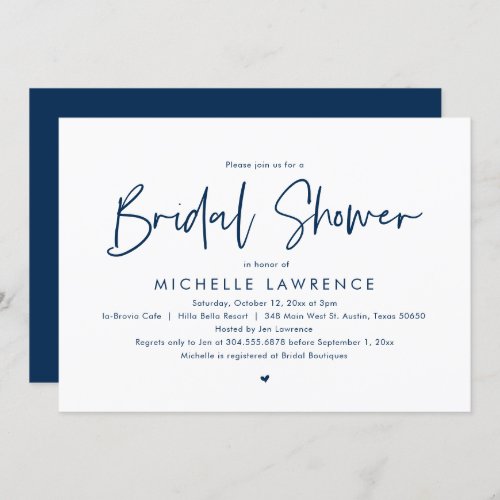 Bridal Shower Modern Casual Minimalist Design Inv Invitation