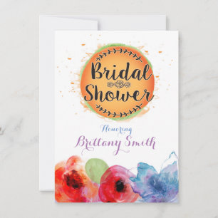 Bridal Shower Modern Colorful Watercolor Floral Invitation