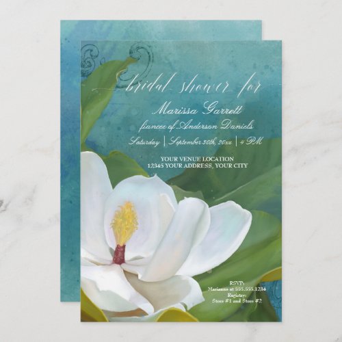 Bridal Shower Modern Elegant Magnolia Floral Art Invitation