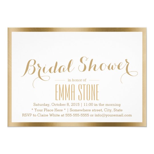 Bridal Shower Modern Gold Foil Border Elegant Invitation | Zazzle.com