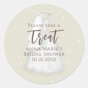 Bridal Shower Modern Minimalist Wedding Dress Classic Round Sticker