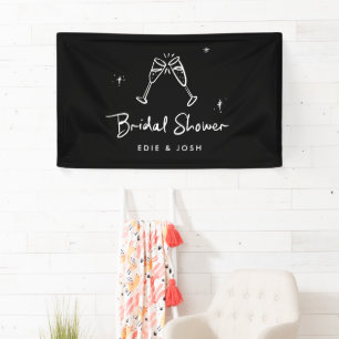Bridal shower modern natural elegant handwritten banner