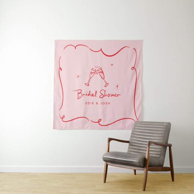 Bridal shower modern natural elegant handwritten tapestry (In Situ)