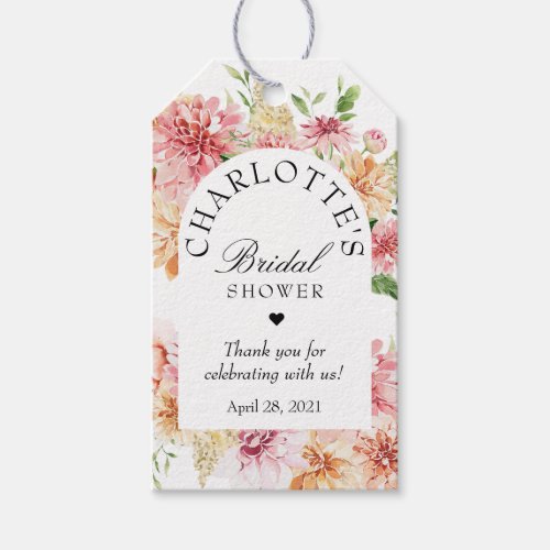 Bridal Shower Modern Romantic Blush Peach Floral Gift Tags