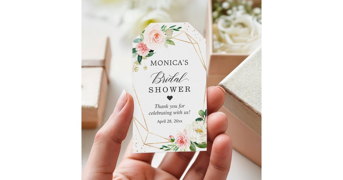 Bridal Shower Modern Romantic Blush Pink Floral Gift Tags | Zazzle