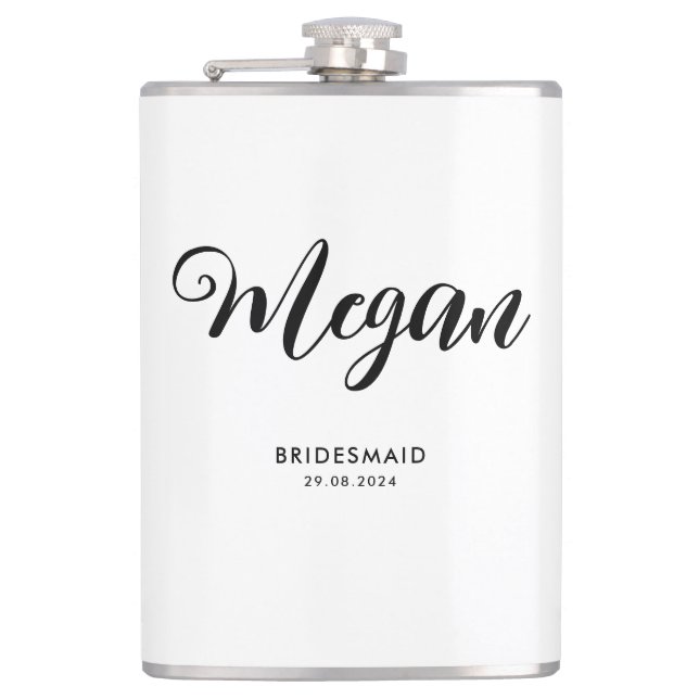 Bridal Shower Modern Script Bridesmaid Gift  Flask (Front)