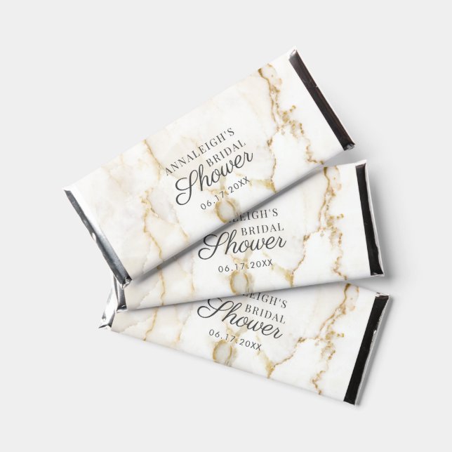 Bridal Shower Modern Script Gold Marble Pattern Hershey Bar Favors (Front)