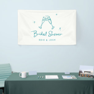 Bridal shower modern teal blue elegant handwritten banner