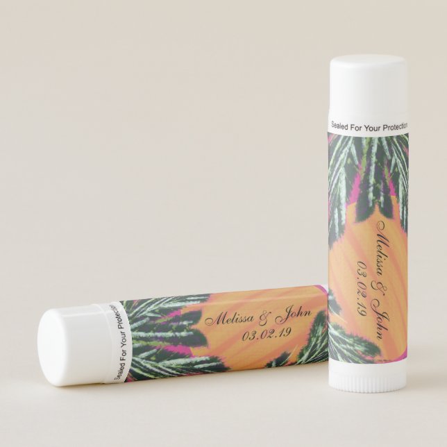 Bridal Shower Modern Tropical Abstract Leaves Lip Balm (Front)