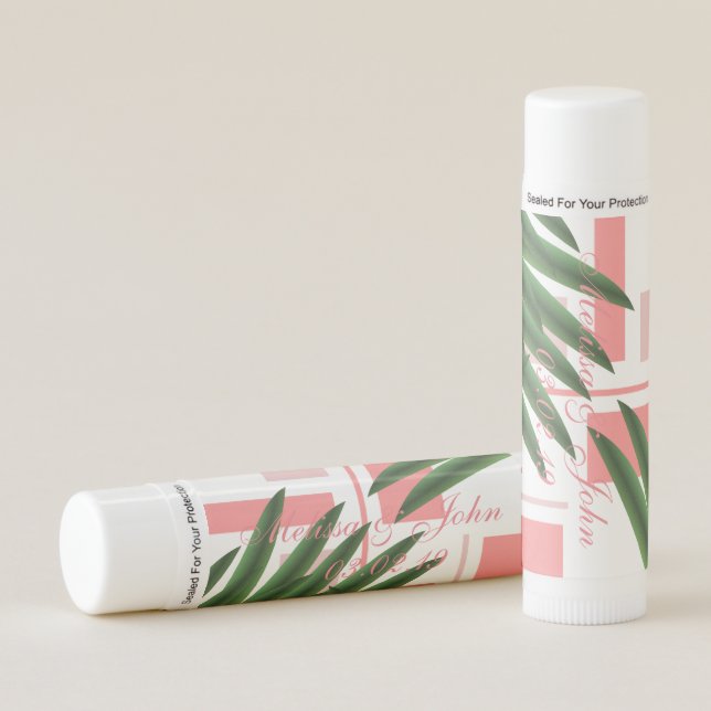 Bridal Shower Modern Tropical Leaves Beach Wedding Lip Balm (Front)