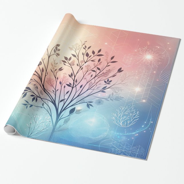 Bridal Shower Modern Wedding Tree Wrapping Paper (Unrolled)