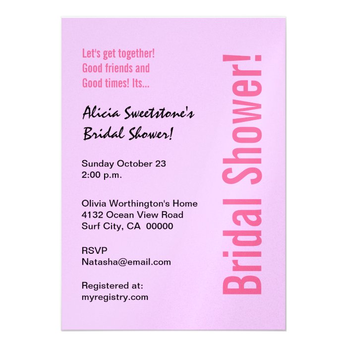 Bridal Shower Modern Zebra Black White Pink Invite