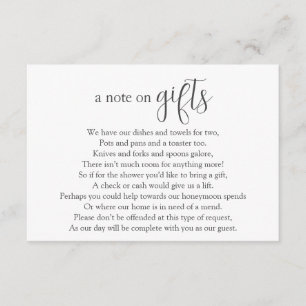 Bridal Shower Money Request Enclosure Card