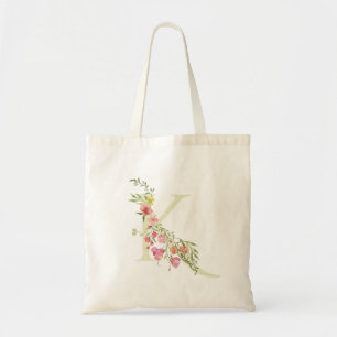 Bridal Shower monogram K wedding floral spring Tote Bag