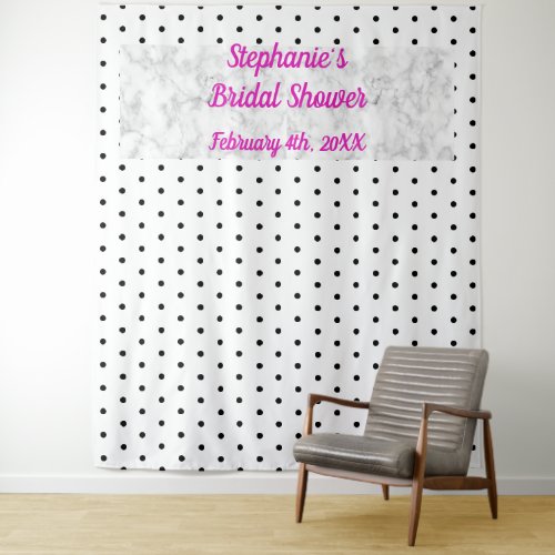 Bridal Shower Monogram Name Polka Dots Marble Cool Tapestry