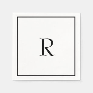 Bridal Shower Monograms Name Black White Wedding Napkins