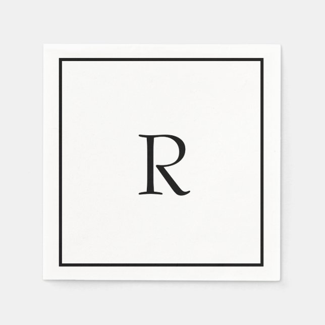 Bridal Shower Monograms Name Black White Wedding  Napkins (Front)