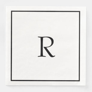 Bridal Shower Monograms Name Black White Wedding Paper Dinner Napkins