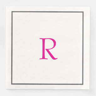 Bridal Shower Monograms Name Hot Pink Wedding Paper Dinner Napkins