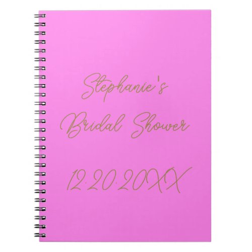 Bridal Shower Monograms Pink Gold Wedding Guest Notebook