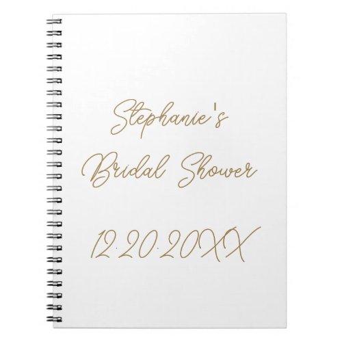 Bridal Shower Monograms Wedding Gold Script Guest Notebook