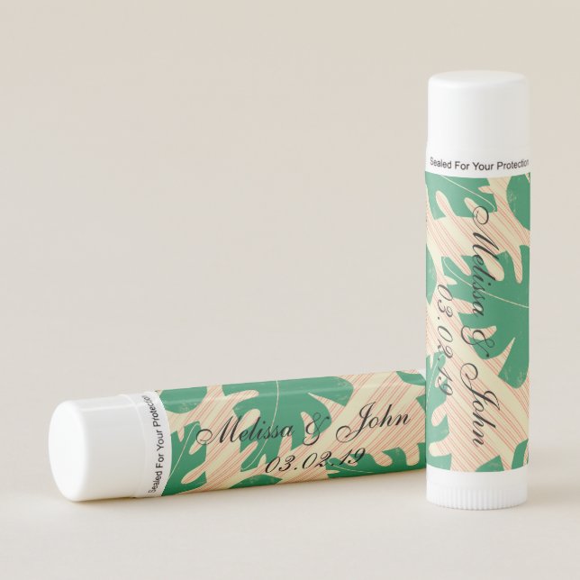 Bridal Shower Monstera  Modern Tropical Beach Lip Balm (Front)