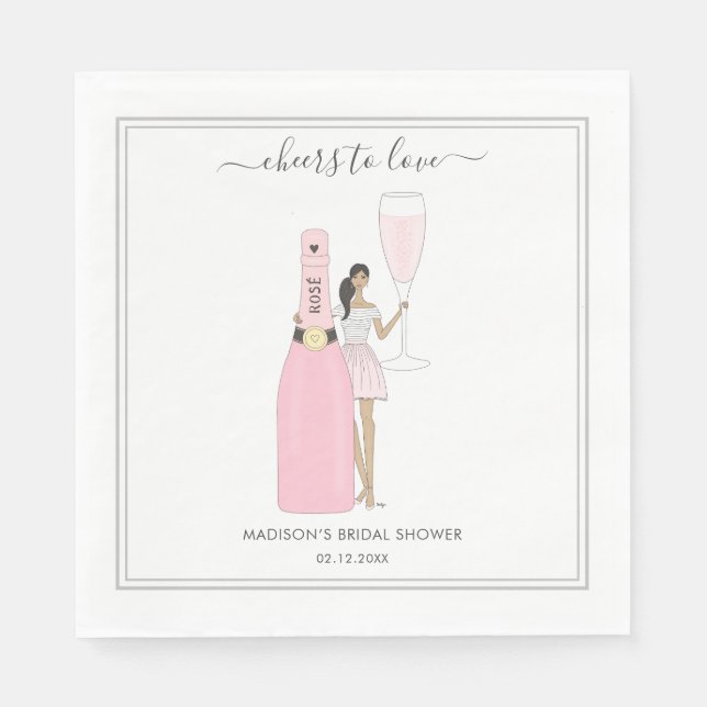 Bridal Shower Napkin - Bubbly Rose (Front)