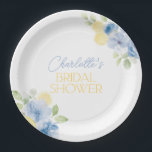 Bridal Shower Napkins Main Squeeze Blue Flowers Paper Plates<br><div class="desc">She found her Main Squeeze! A pretty blue floral lemon citrus party plates for your Main Squeeze themed Bridal Shower. Matching items available.</div>