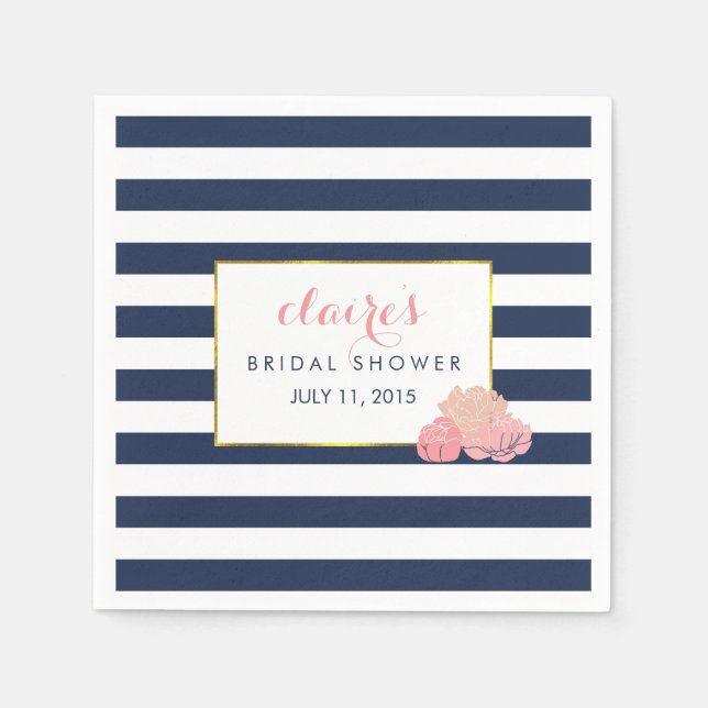 Bridal Shower Napkins | Midnight Blush Peony (Front)
