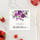 Bridal Shower Napkins Watercolor Purple Floral (Insitu)