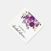 Bridal Shower Napkins Watercolor Purple Floral (Corner)