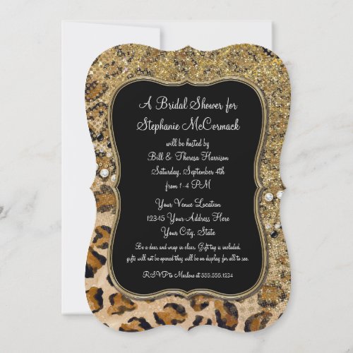 Bridal Shower Natural Gold Leopard Animal Custom Invitation