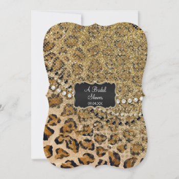 Bridal Shower Natural Gold Leopard Animal Print Invitation by PatternsModerne at Zazzle