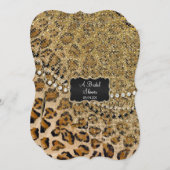 Bridal Shower Natural Gold Leopard Animal Print Invitation (Front/Back)