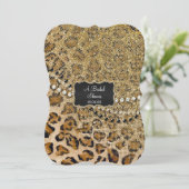 Bridal Shower Natural Gold Leopard Animal Print Invitation (Standing Front)
