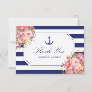 Bridal Shower Nautical Anchor Blue Thank You