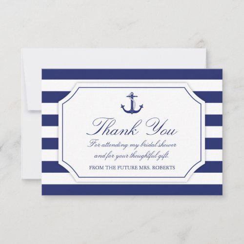 Bridal Shower Nautical Anchor Navy Blue Thank You