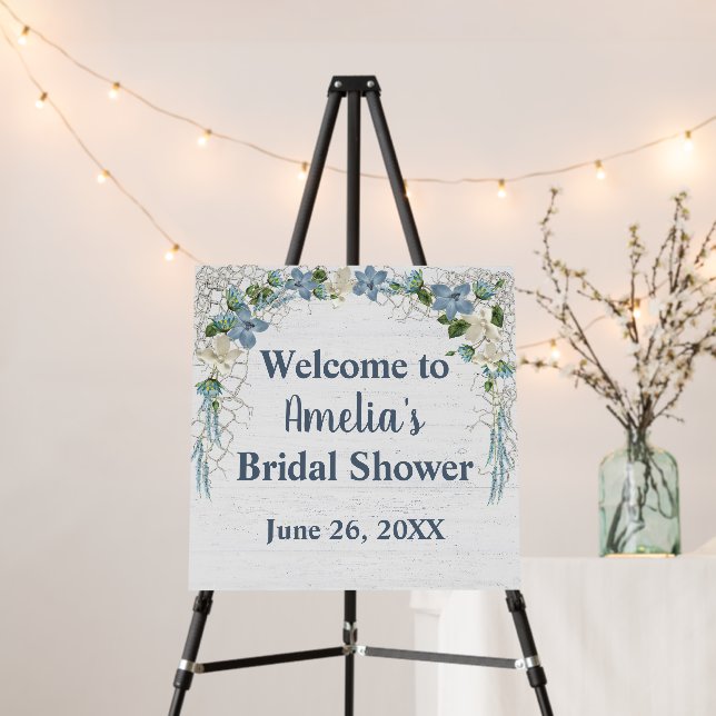 Bridal Shower Nautical Netting On Whitewashed Wood Foam Board (In Situ (Stand))