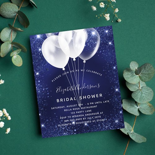 Bridal Shower navy blue balloon budget invitation Flyer