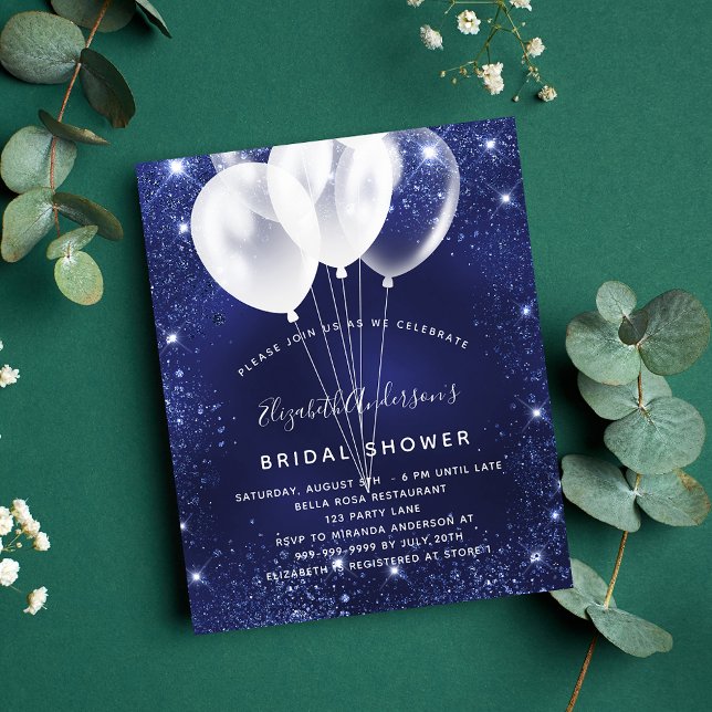 Bridal Shower navy blue balloon invitation (Creator Uploaded)